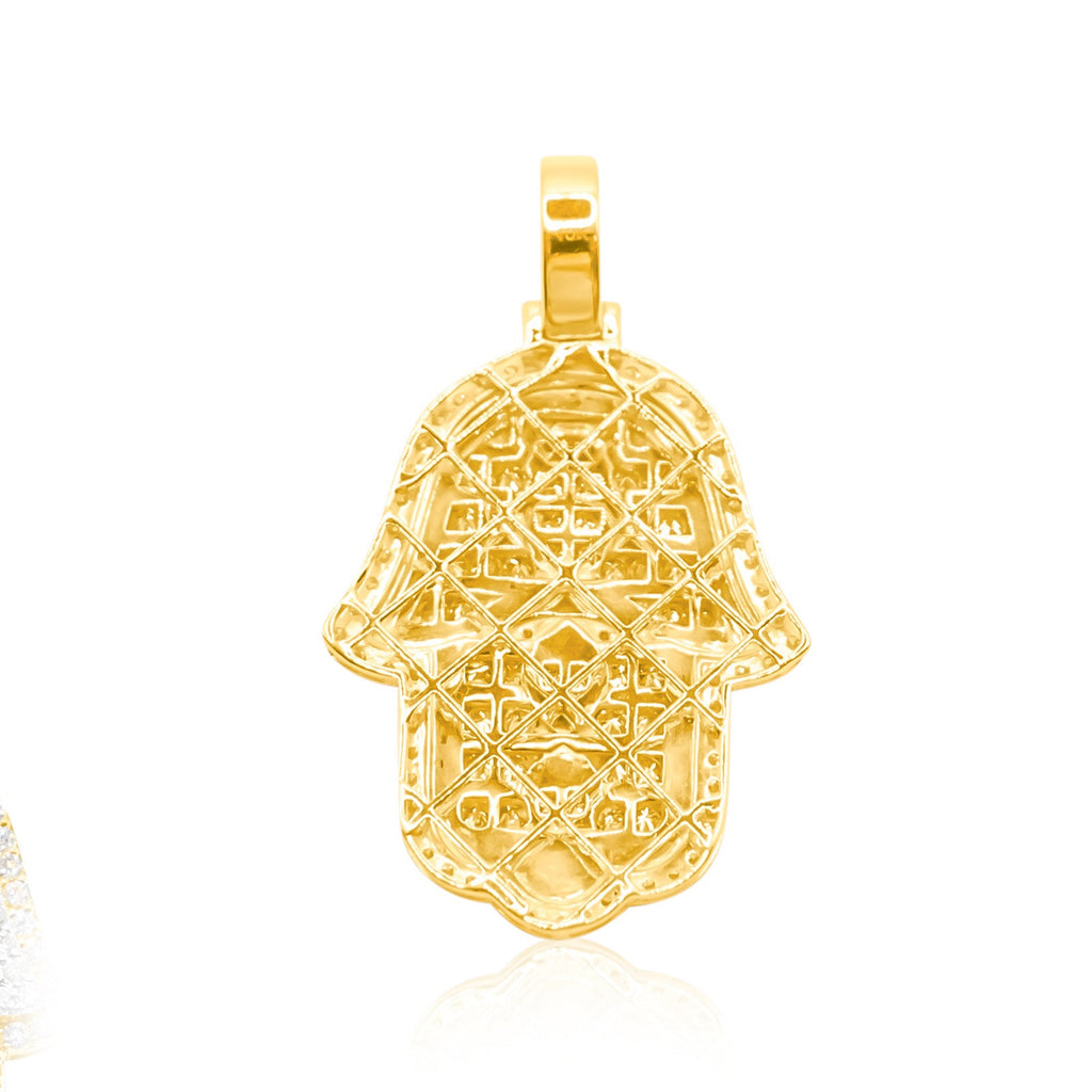 10K Gold Diamond Hamsa Pendant 3.50CT