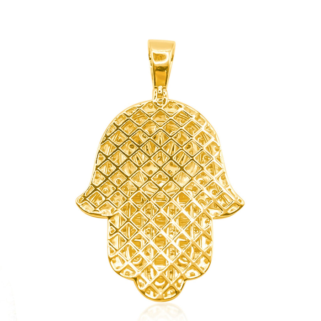 10K Gold Diamond Hamsa Pendant 3.75CT