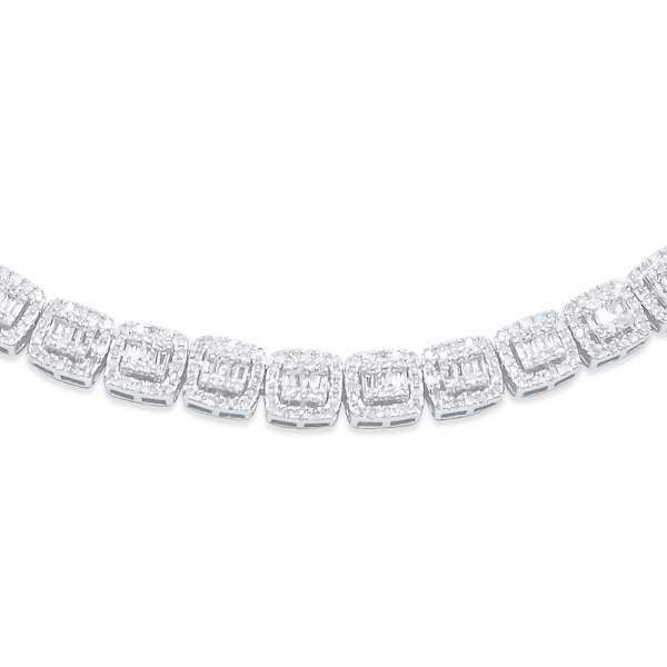 6mm 10K Baguette Gold Diamond Link Necklace