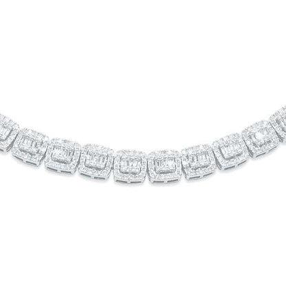 6mm 10K Baguette Gold Diamond Link Necklace