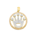 10K Rolex Style Crown Medallion Diamond Pendant Crown Medallion 1.22CT