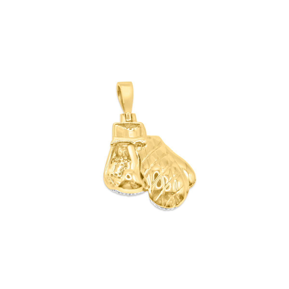 10K Yellow Gold Round Diamond Boxing Gloves Pendant 1.57CT