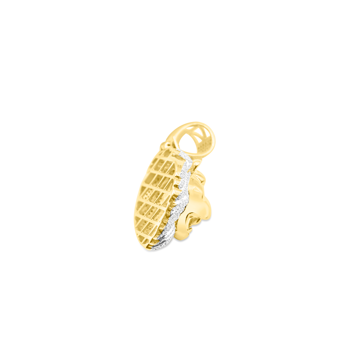 10K Lion Face Gold Diamond Pendant