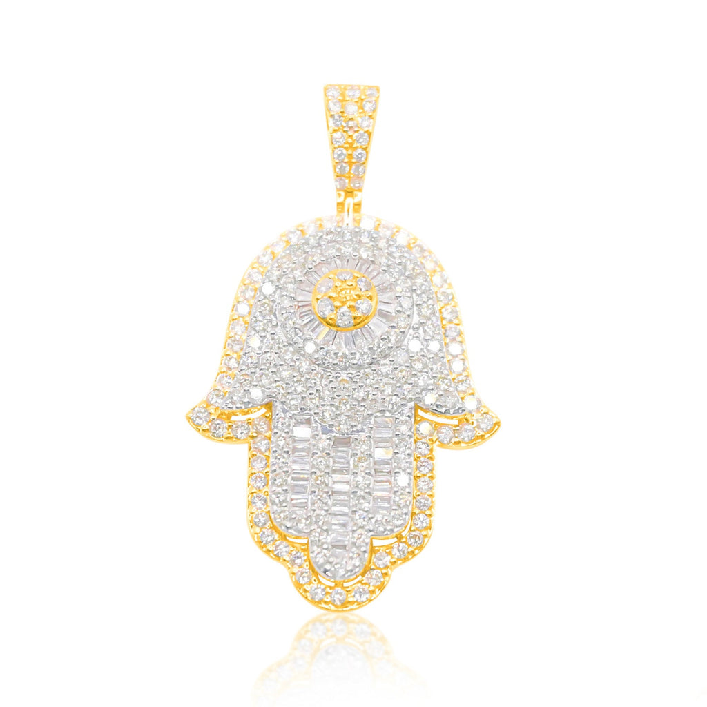 10K Gold Diamond Hamsa Pendant 4.00CT