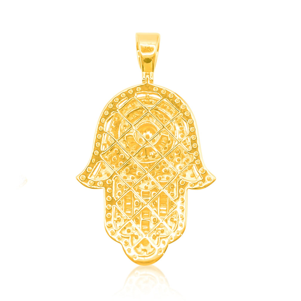 10K Gold Diamond Hamsa Pendant 4.00CT