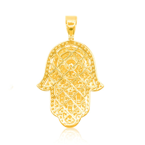 10K Gold Diamond Hamsa Pendant 4.00CT