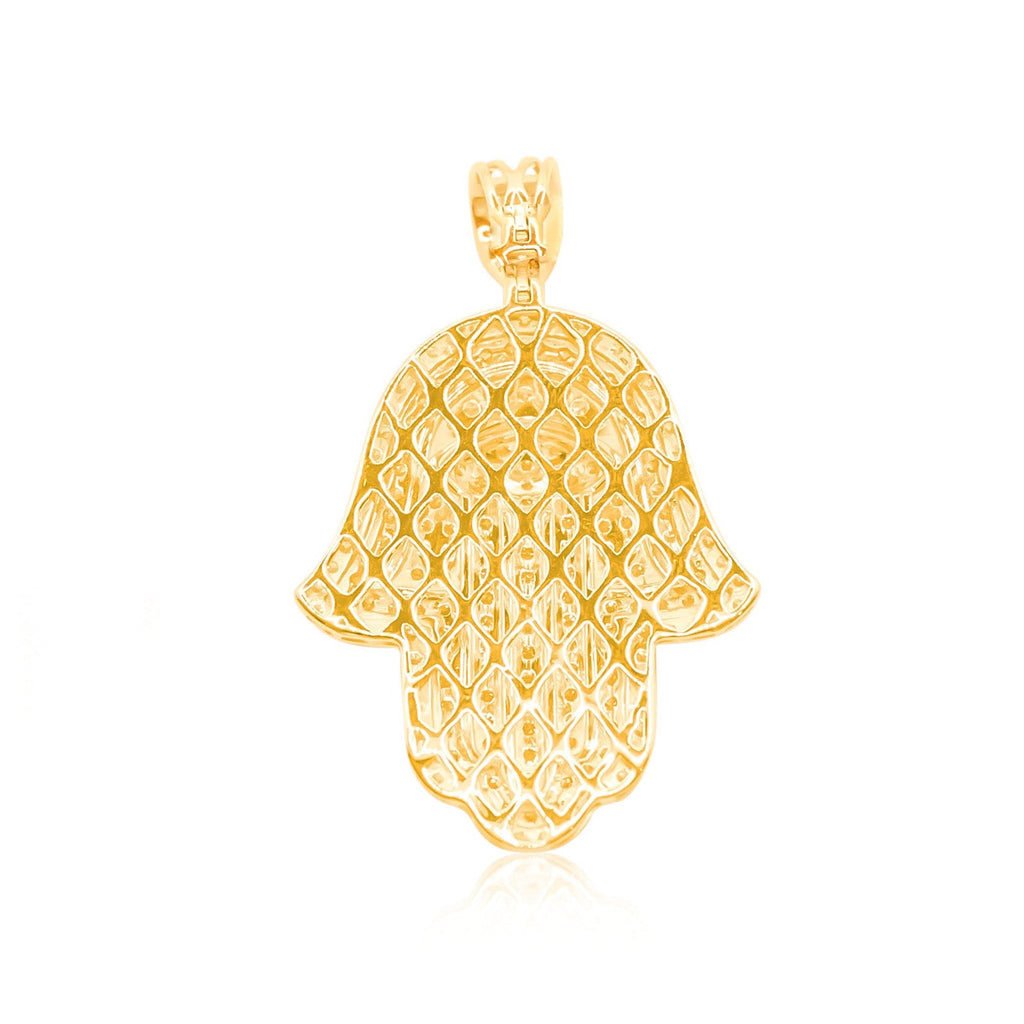 10K Gold Diamond Hamsa Pendant 4.00CT