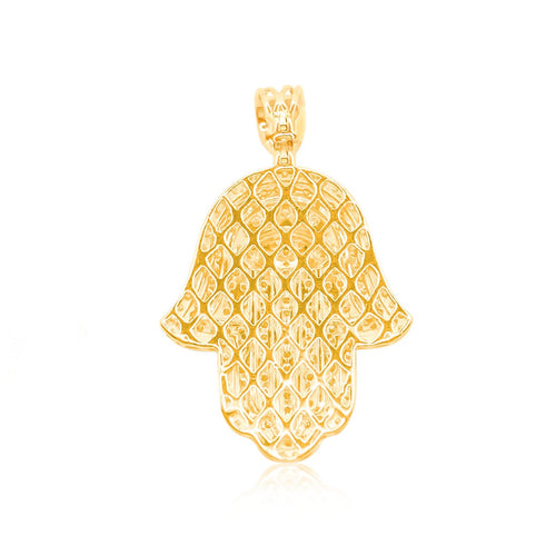 10K Gold Diamond Hamsa Pendant 4.00CT