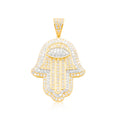 10K Gold Diamond Hamsa Pendant 4.00CT