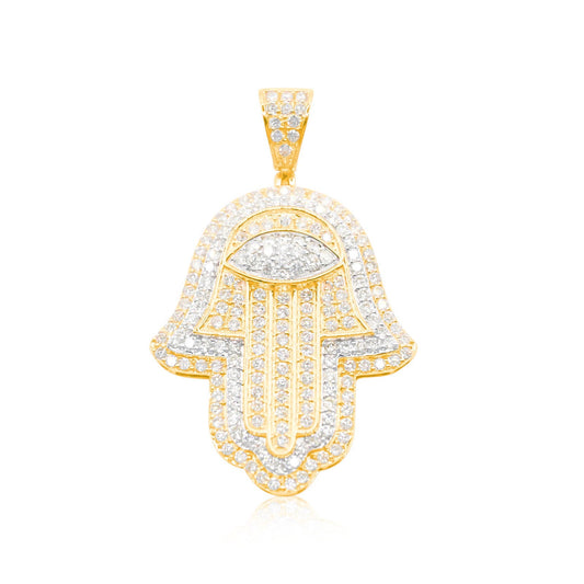 10K Gold Diamond Hamsa Pendant 4.00CT