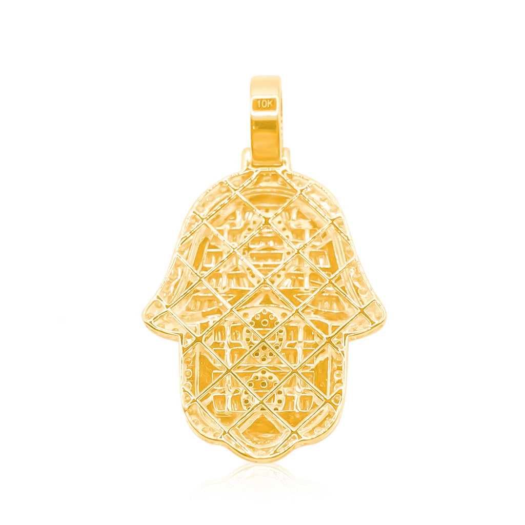 10K Gold Diamond Hamsa Pendant 4.50CT