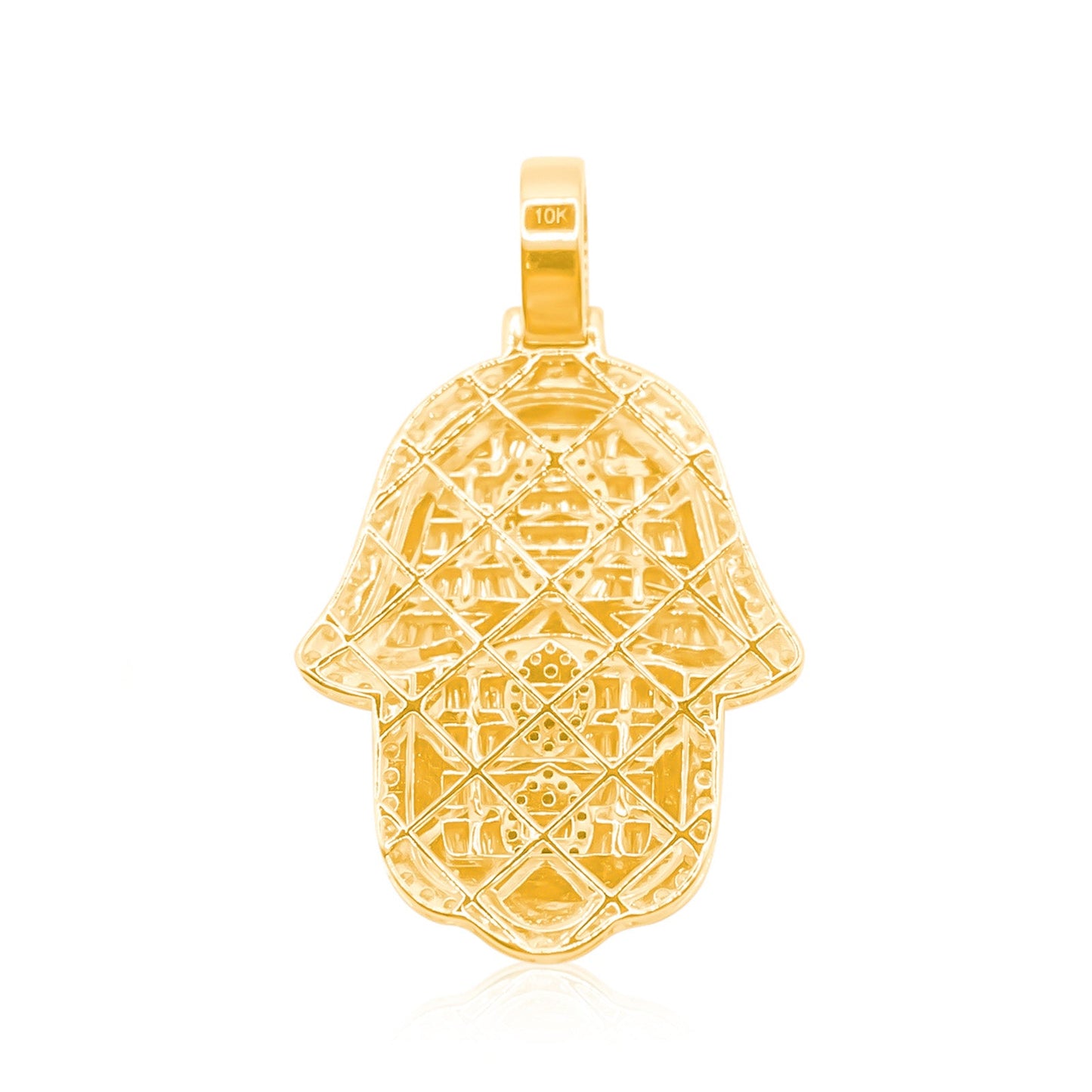 10K Gold Diamond Hamsa Pendant 4.50CT