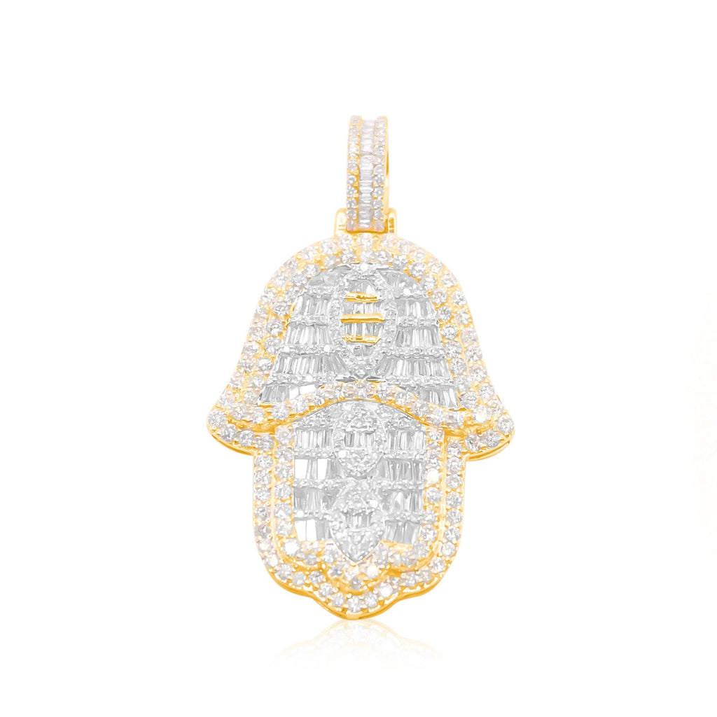 10K Gold Diamond Hamsa Pendant 4.50CT