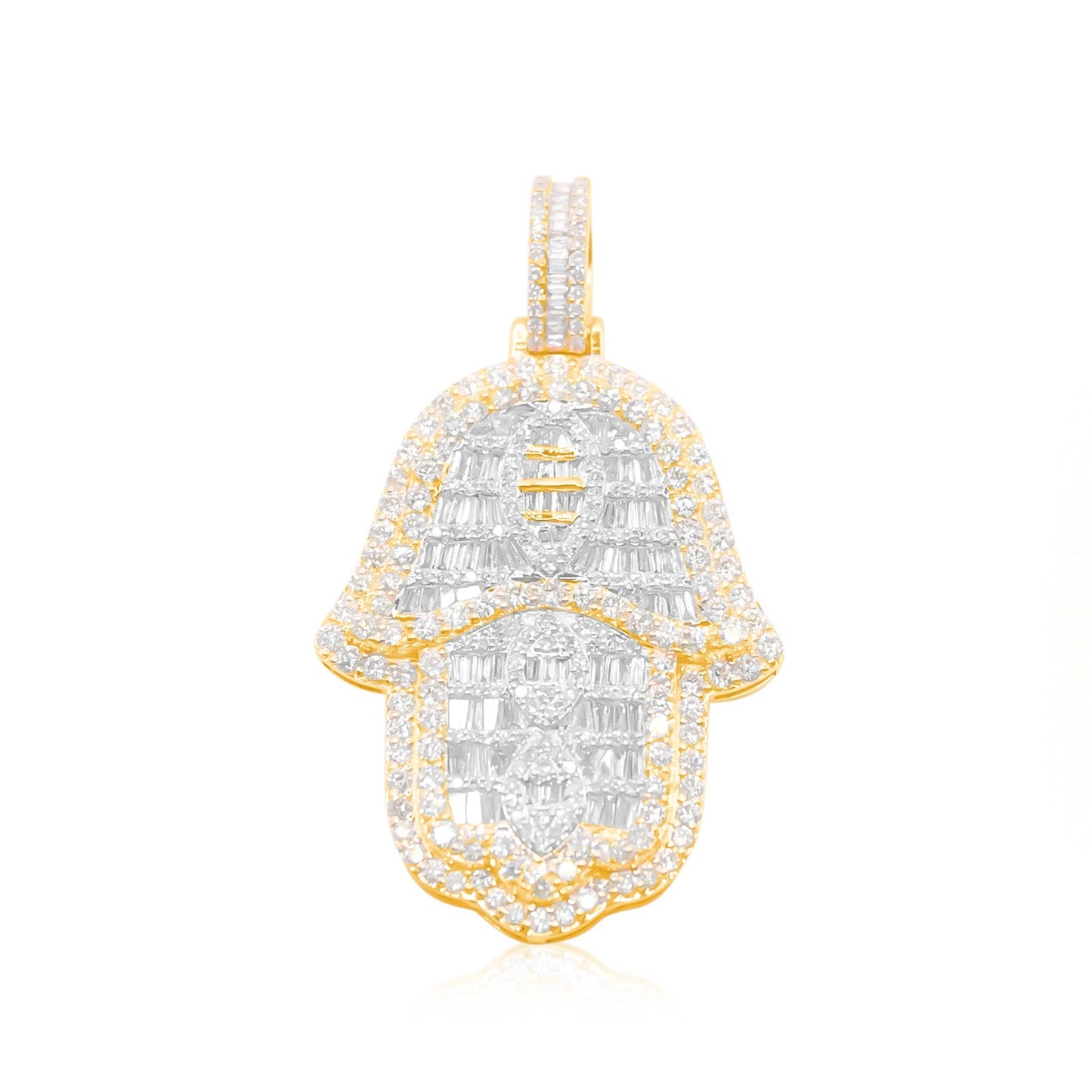 10K Gold Diamond Hamsa Pendant 4.50CT