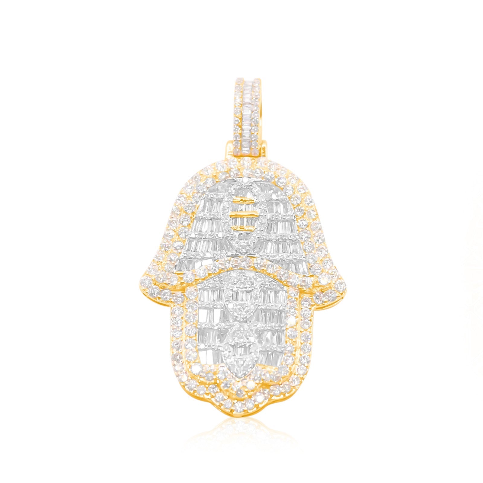 10K Gold Diamond Hamsa Pendant 4.50CT