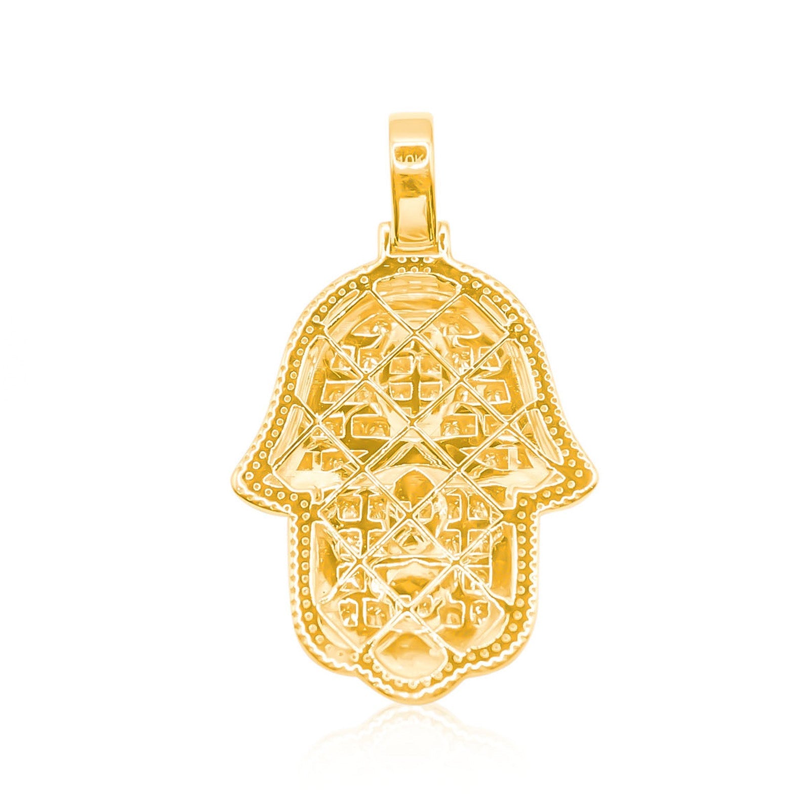 10K Gold Diamond Hamsa Pendant 4.75CT