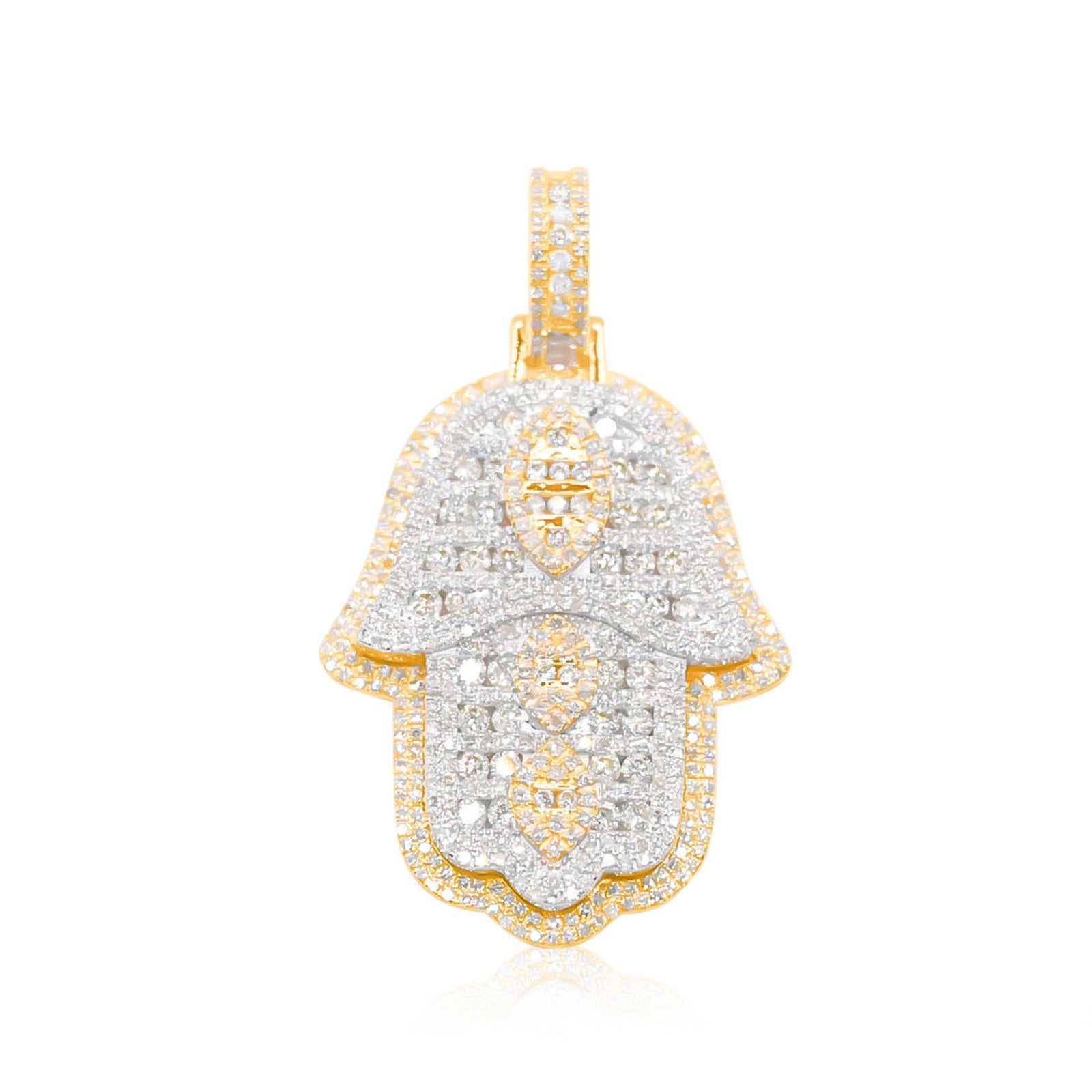 10K Gold Diamond Hamsa Pendant 4.75CT