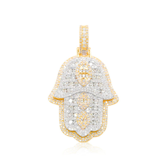 10K Gold Diamond Hamsa Pendant 4.75CT