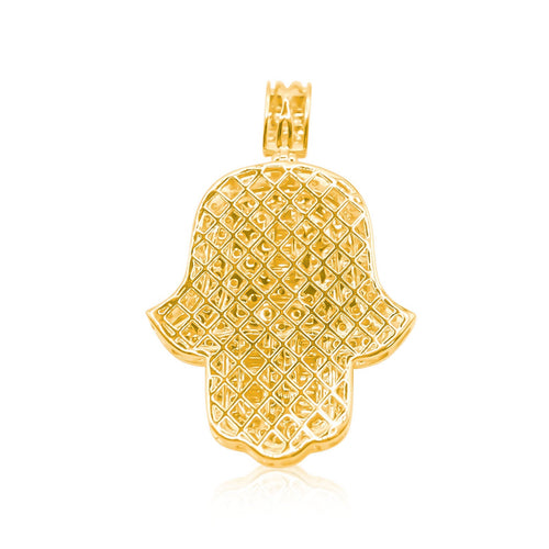 10K Gold Diamond Hamsa Pendant 4.75CT