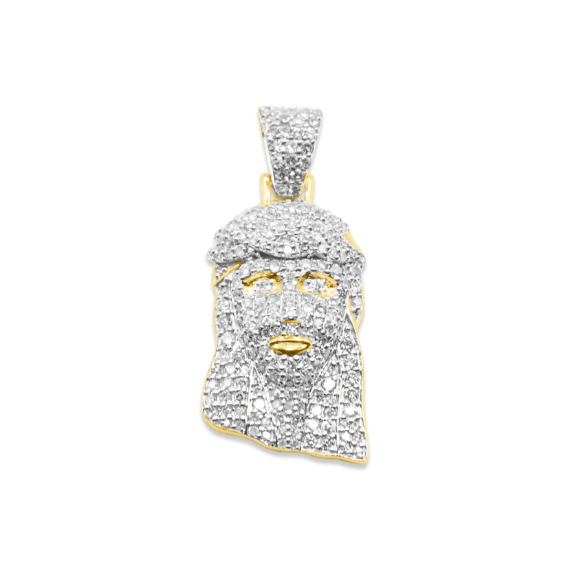 10K Jesus Face Gold Diamond Pendant 1.50CT