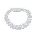 15mm 10K White Gold Diamond Cuban Bracelet
