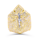 10K Gold Diamond Cross Men's Ring 5.50CT