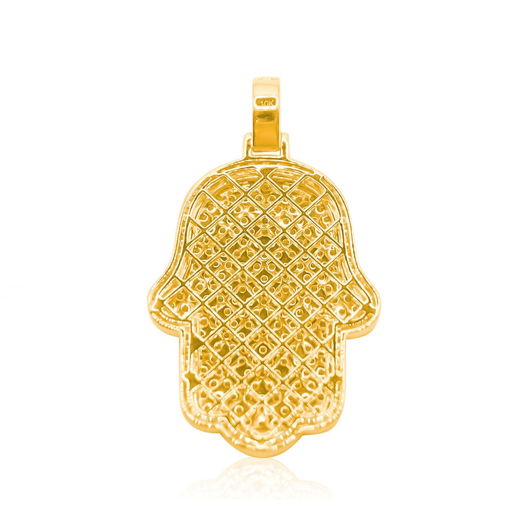 10K Gold Diamond Hamsa Pendant 5.75CT