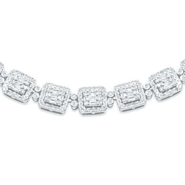 7mm 10K Baguette Gold Diamond Necklace