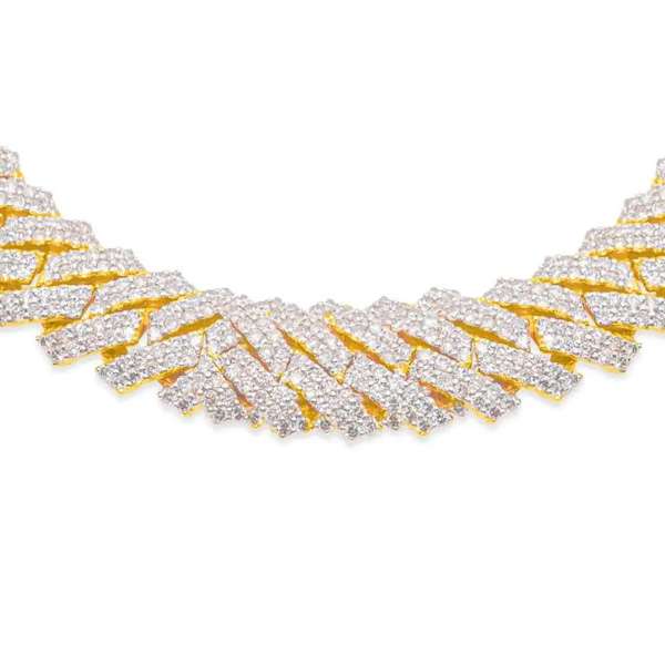 12mm 10K Gold Diamond Cuban Link Necklace