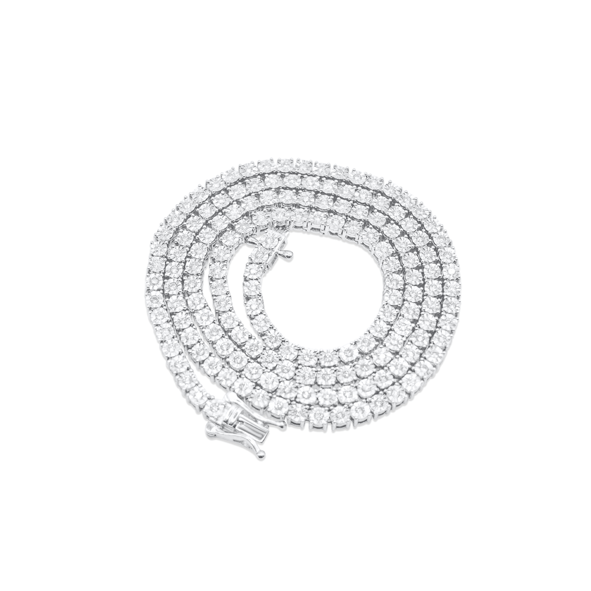 3.50mm 10K Diamond Tennis Cut White Gold Chain