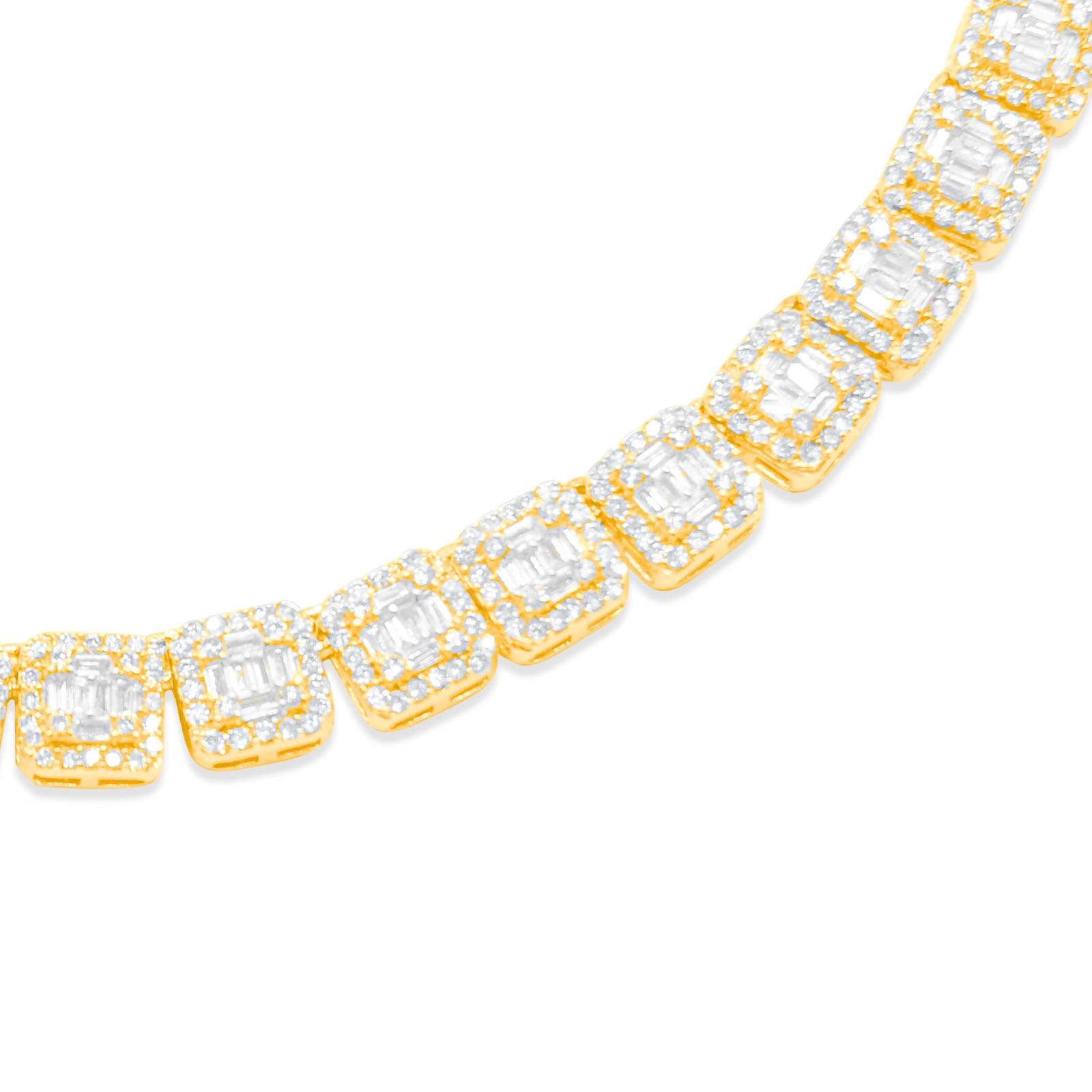7.5mm 10K Gold Baguette Diamond Chain