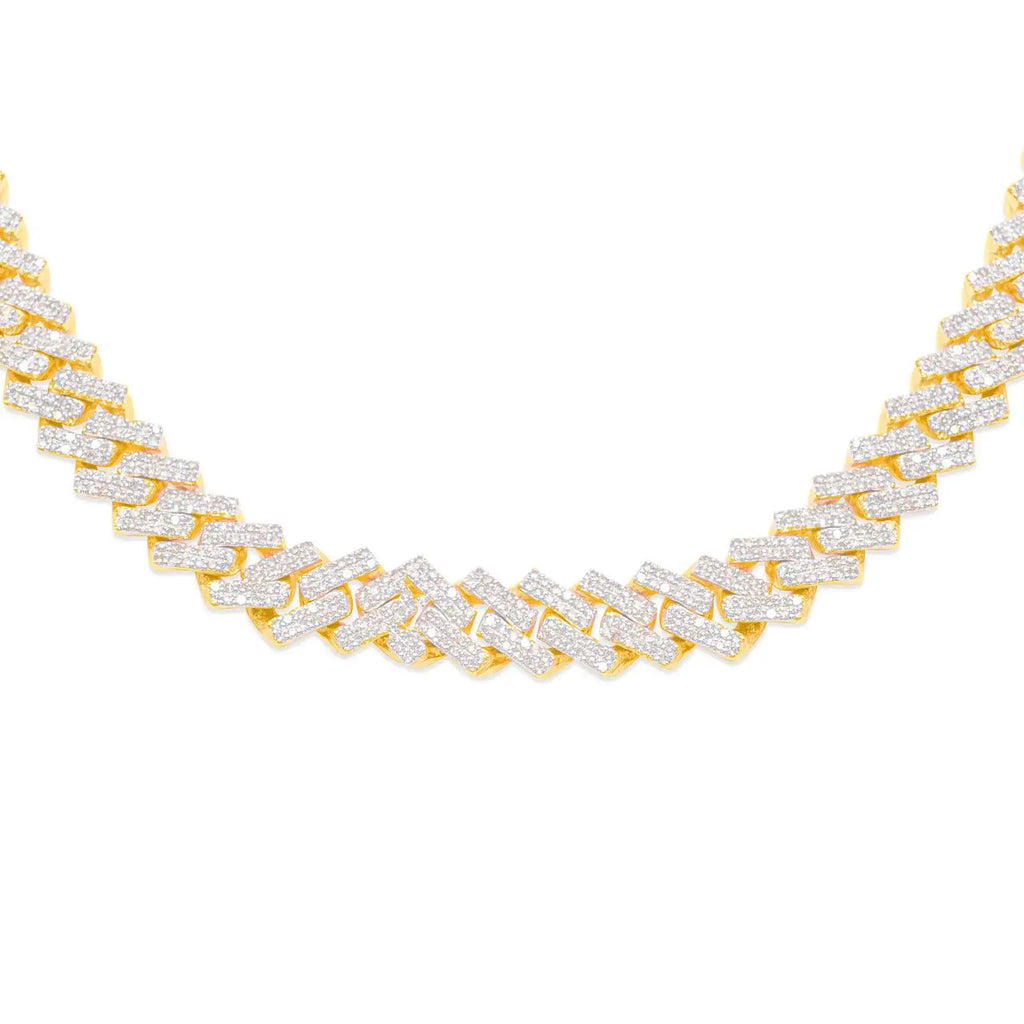 14mm 10K Gold Diamond Cuban Link Chain