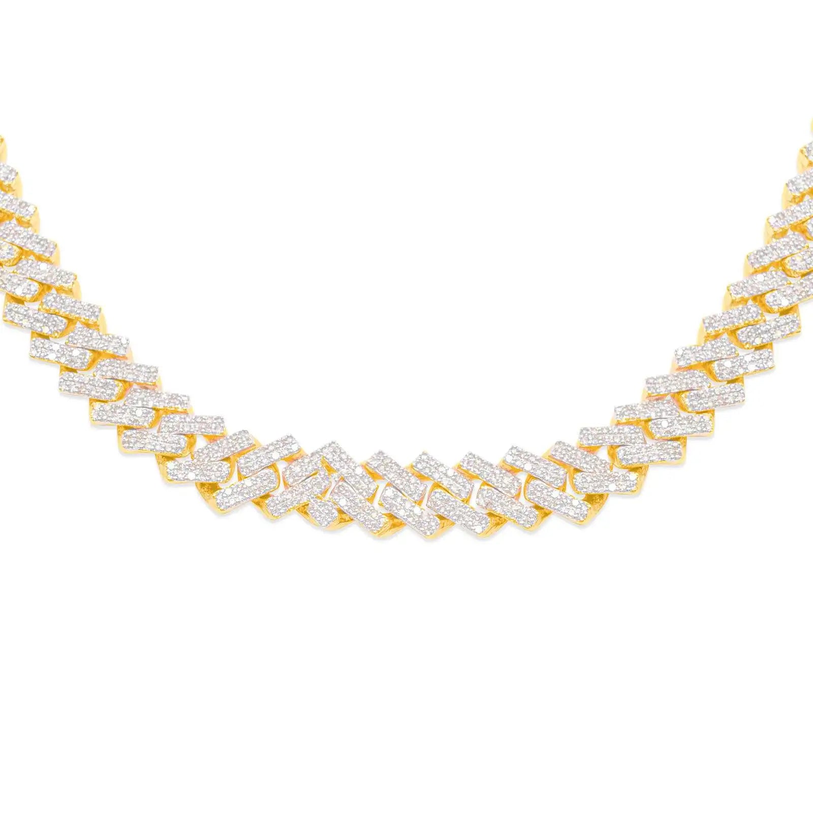 14mm 10K Gold Diamond Cuban Link Chain