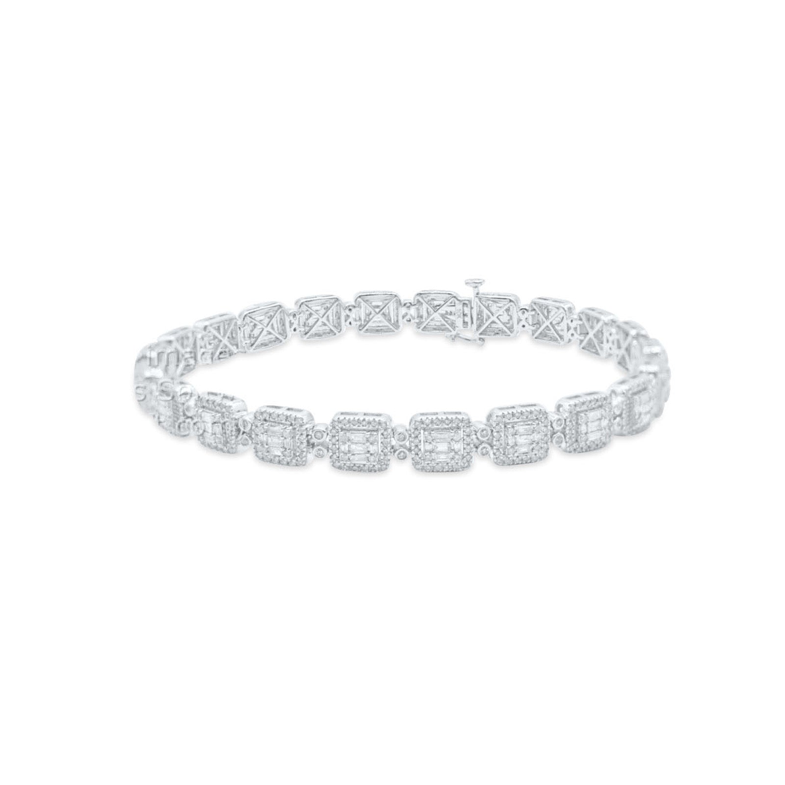 6.5mm 10K Gold Diamond Baguette Bracelet