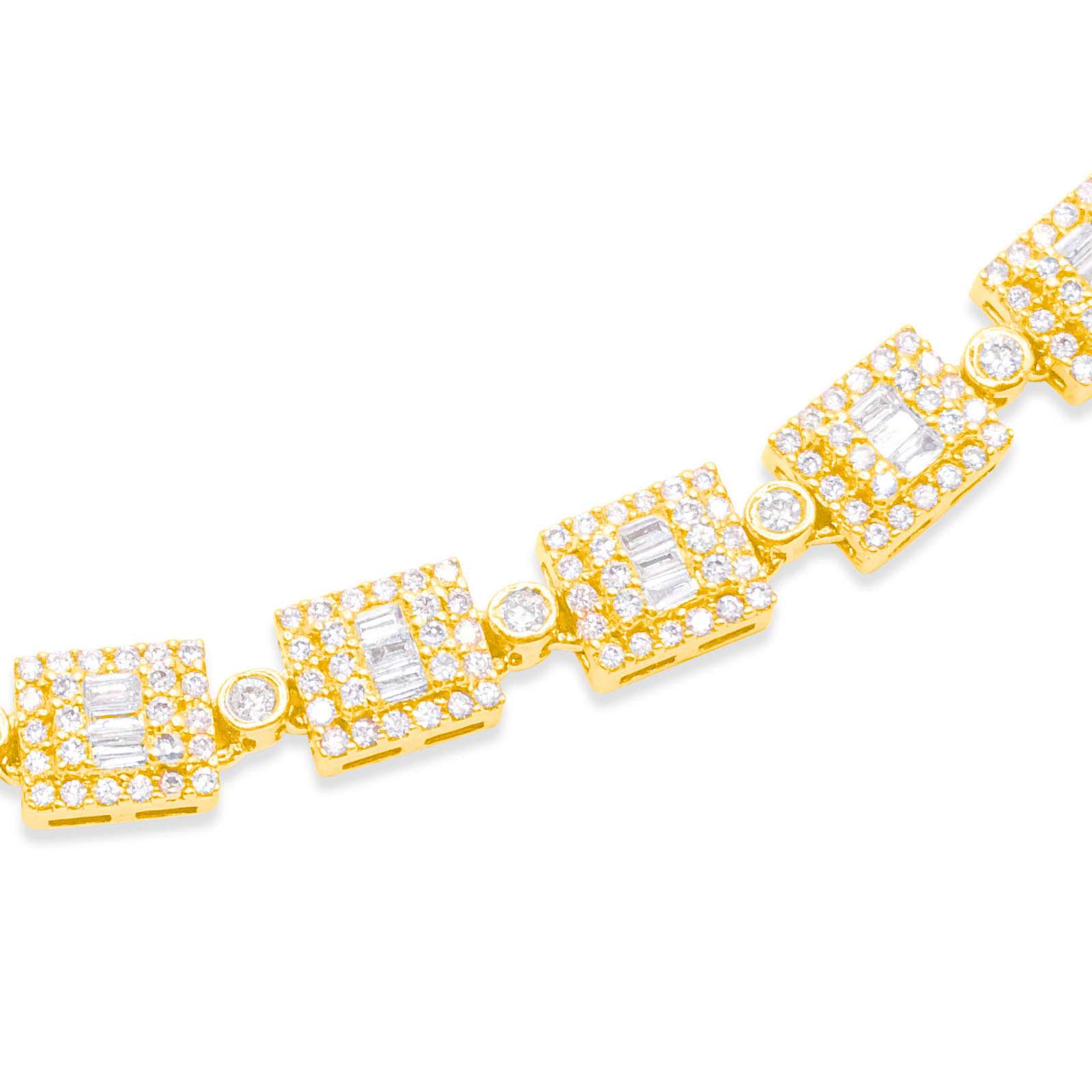 7mm 10K Gold Baguette Diamond Chain