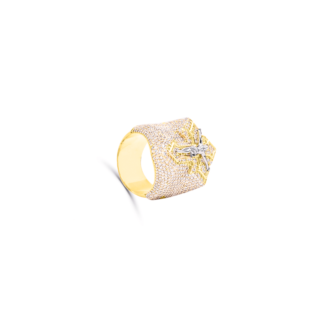 10K Gold Diamond Cross Men's Ring 5.50CT