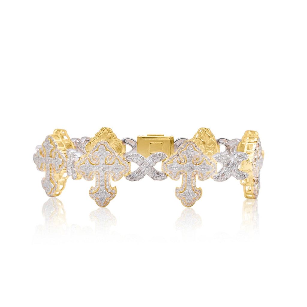 12mm 10K Gold Diamond Cross Cut Infinity Bracelet