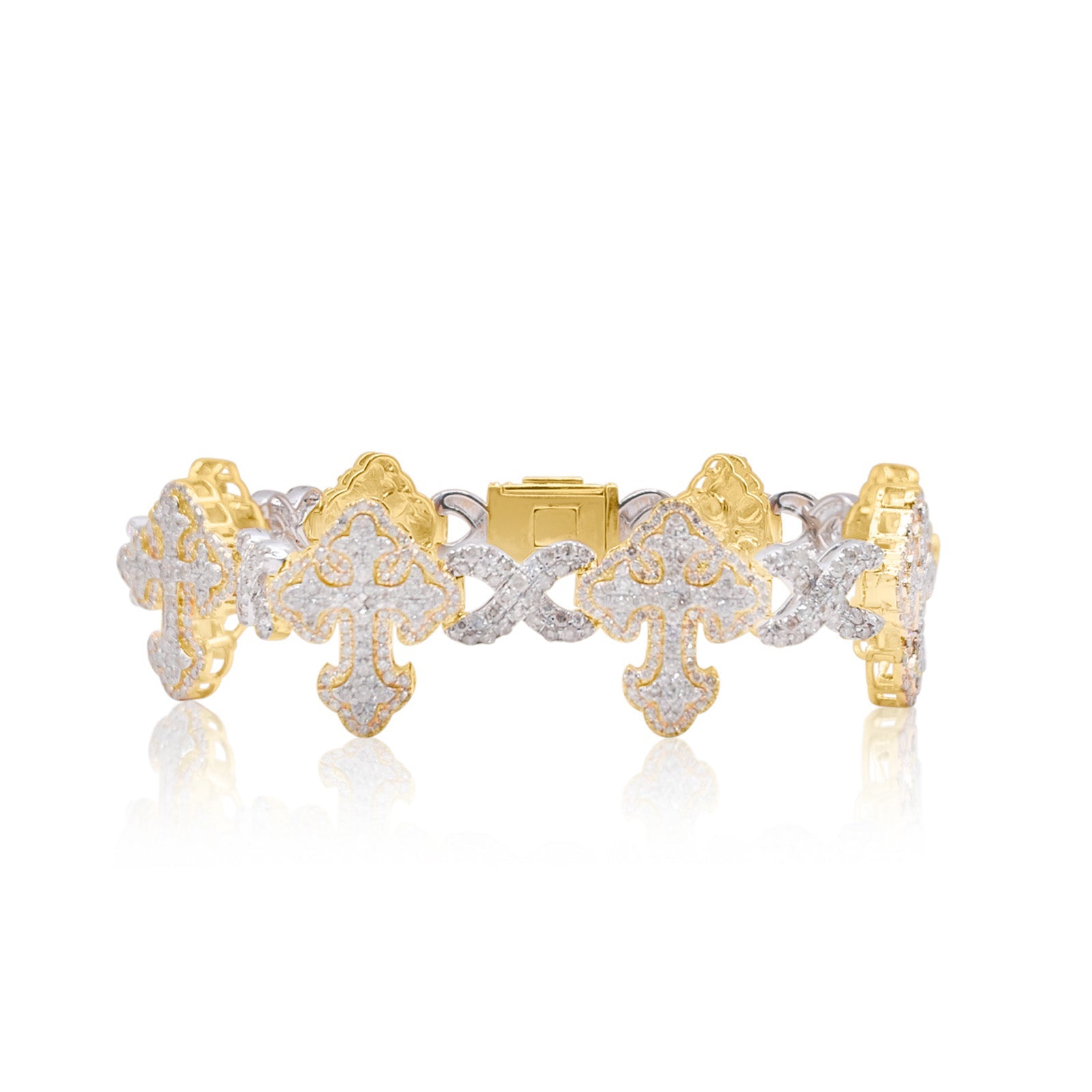12mm 10K Gold Diamond Cross Cut Infinity Bracelet