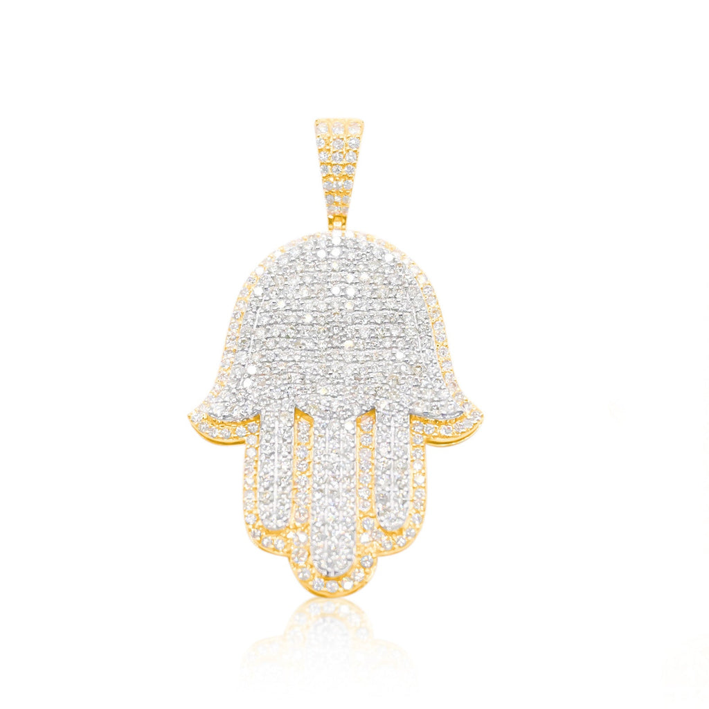 10K Gold Diamond Hamsa Pendant 8.50CT