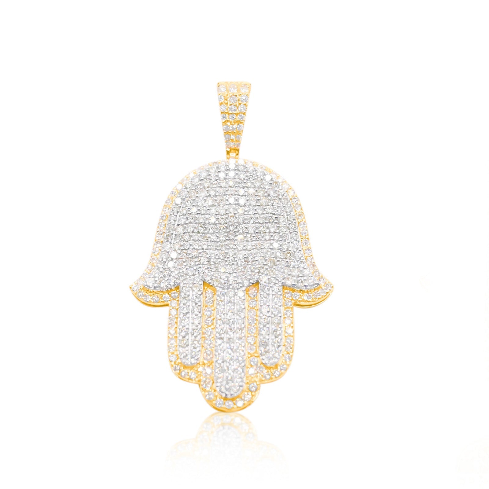 10K Gold Diamond Hamsa Pendant 8.50CT