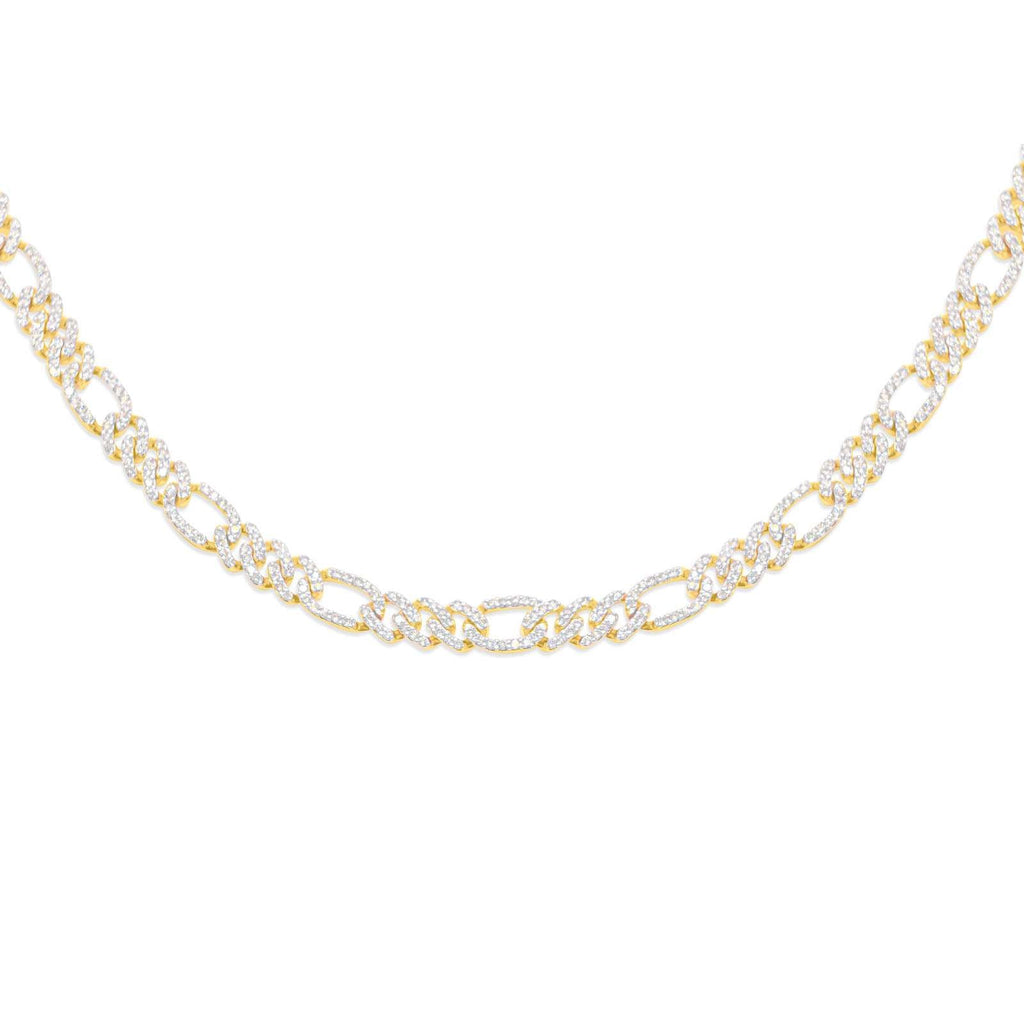 6mm 10K Iced Out Gold Diamond Chain