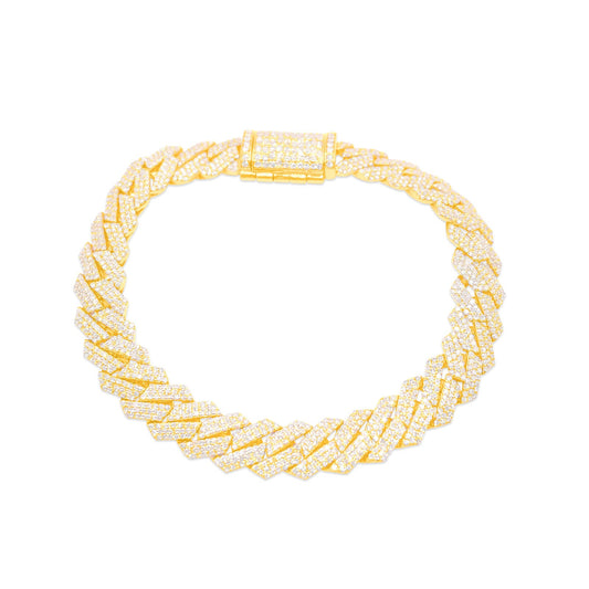 10mm 10K Gold Diamond Cuban Bracelet