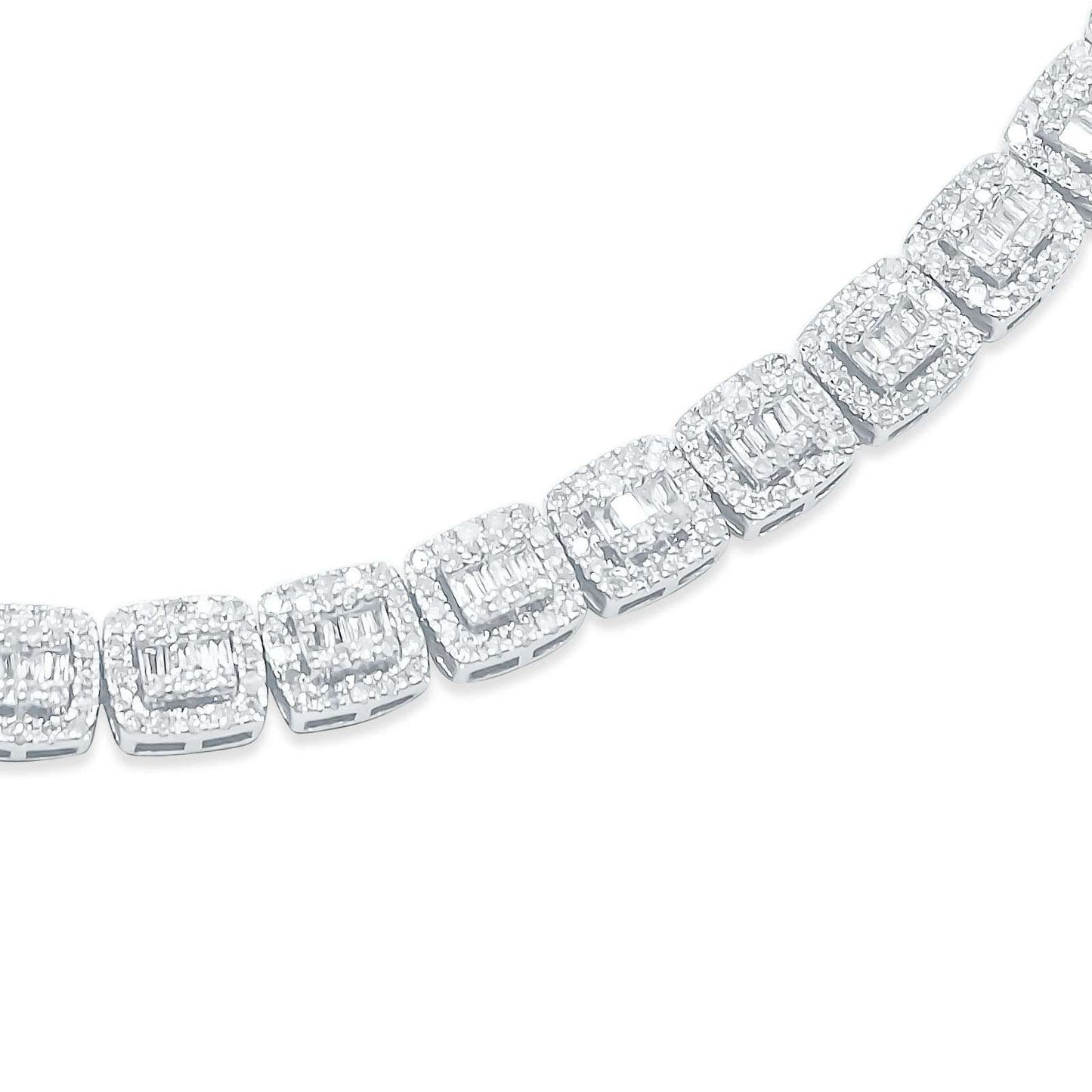 6mm 10K Baguette Gold Diamond Link Necklace