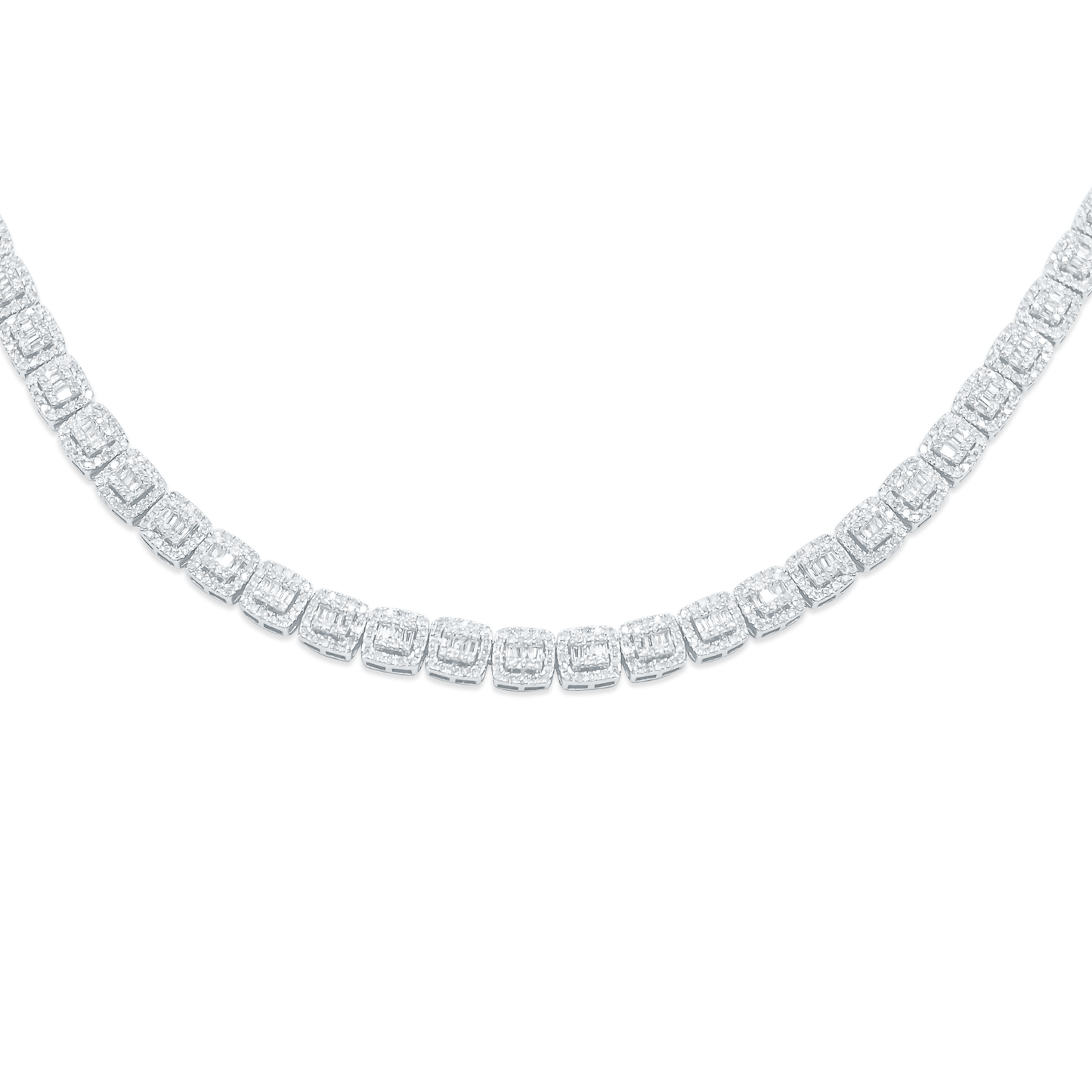 6mm 10K Baguette Gold Diamond Link Necklace