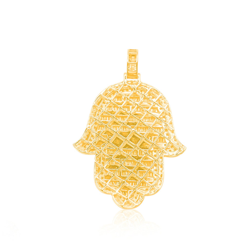 10K Gold Diamond Hamsa Pendant 9.40CT