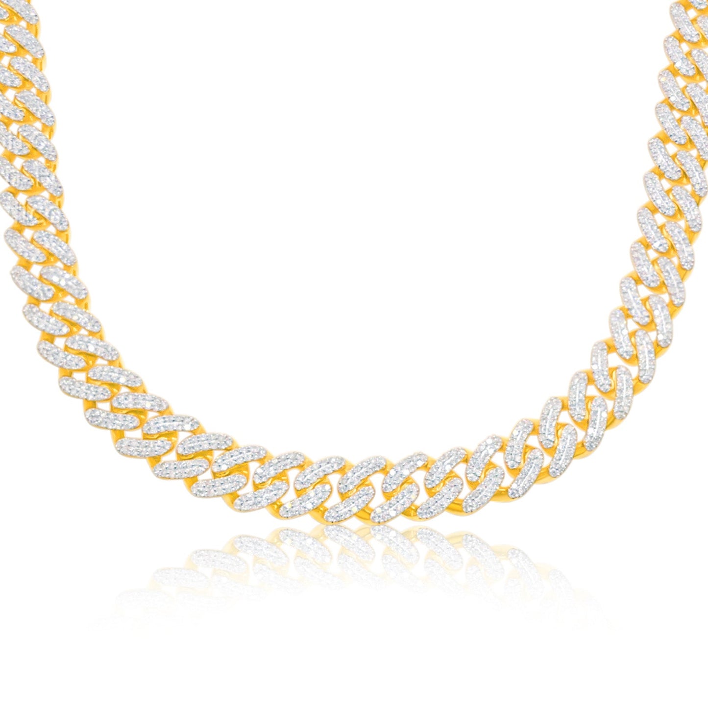 9.8mm 10K Gold Diamond Iced Out Infinity Link Chain