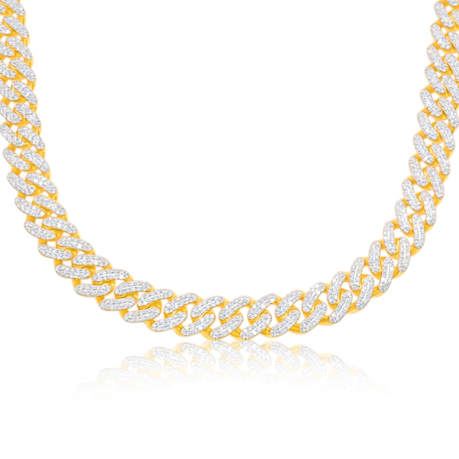 9.8mm 10K Gold Diamond Iced Out Infinity Link Chain