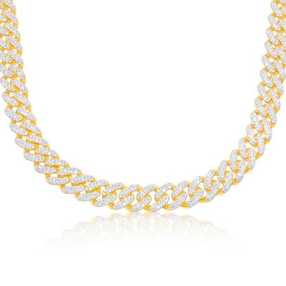 9.8mm 10K Gold Diamond Iced Out Infinity Link Chain