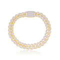 9.8mm 10K Yellow Gold Diamond Cuban Bracelet