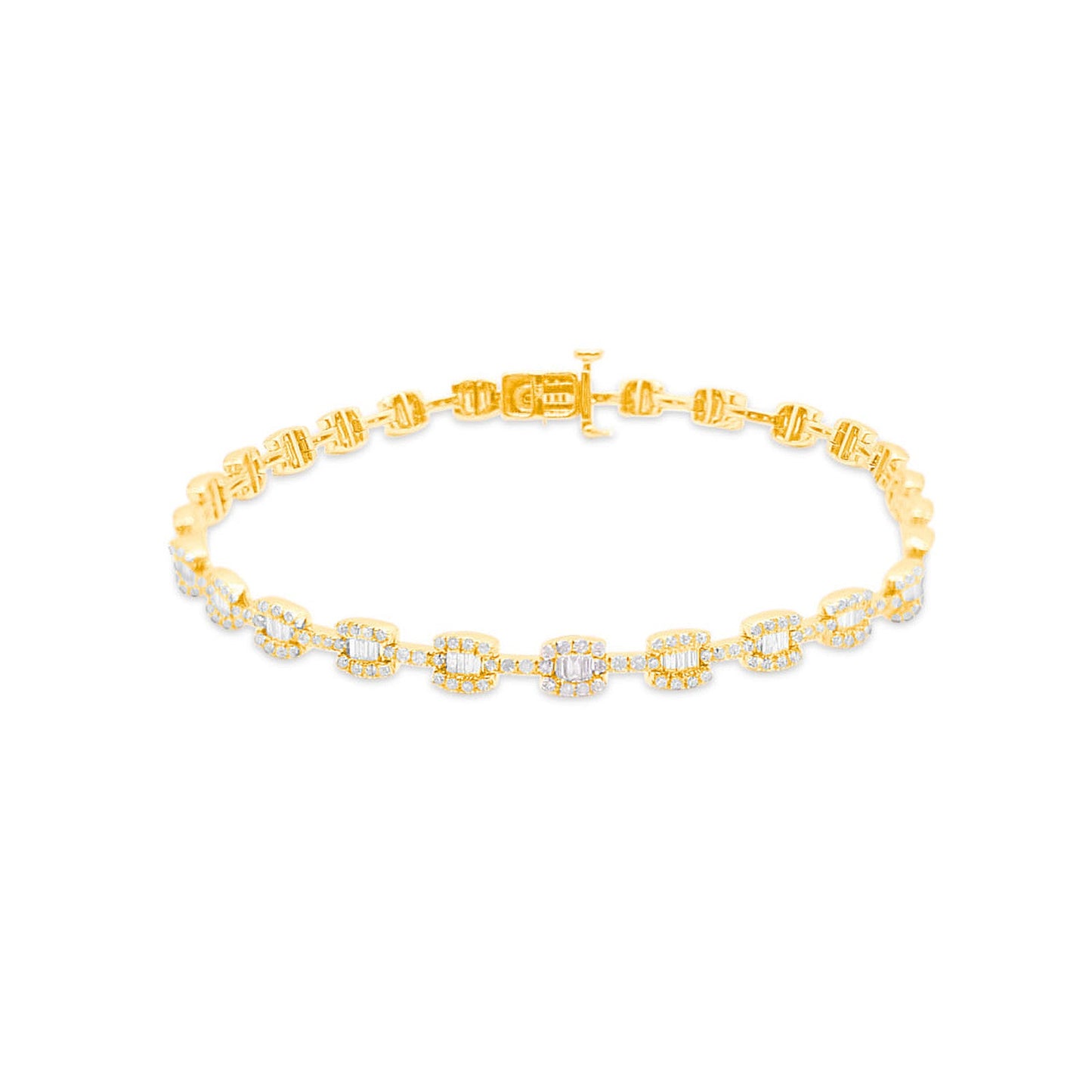 4mm 10K Gold Diamond Baguette Bracelet